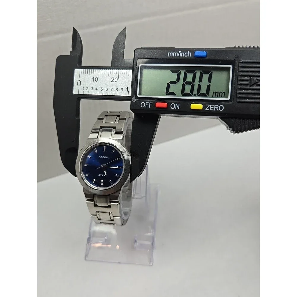 Fossil Steel FS2703 Womens Blue Dial Stainless Quartz Watch New Battery 50M WR